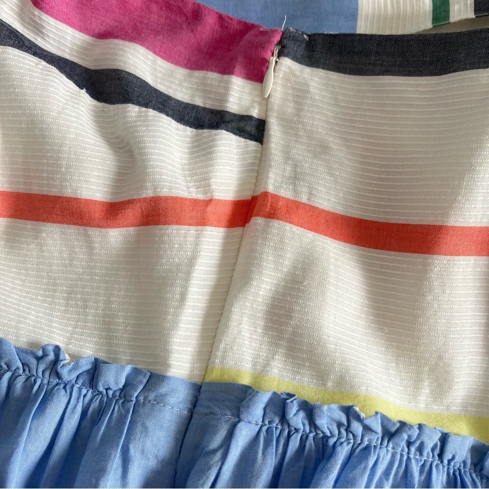 GAP White Rainbow Striped Cotton Square Neck Maxi Dress Women's Large Vacation - Picture 8 of 13